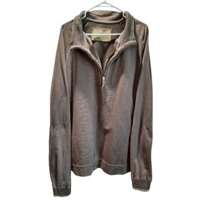 Life is Good Men's Sweatshirt XL Brown Pullover 1/4 Zip Classic Activewear